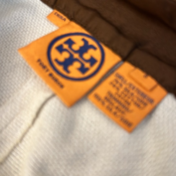 Tory Burch Linen Sleeveless Top Natural Linen Pin-Tuck Silk Brown Black (T1) - Picture 8 of 8